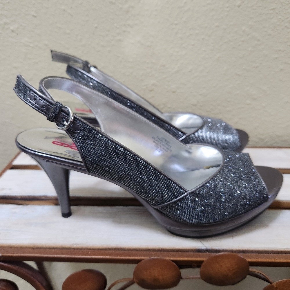 9&CO. Pewter/Glitter Heels